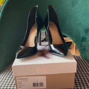 Jessica Simpson Black Patent Pointed-Toe Stiletto Pumps